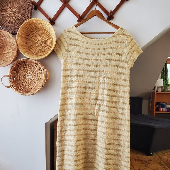 Zara Long Knit Dress – Cream with Gold Hints (Size M) - Picture 1 of 2